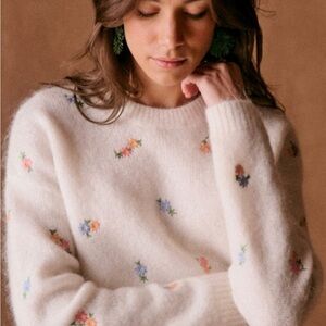 Sezane Embroidered Mohair Sweater